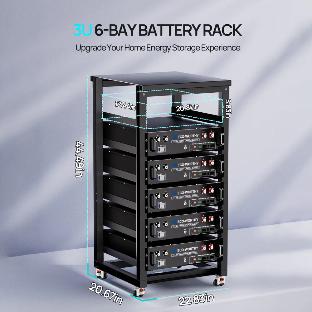 ECO WORTHY 6 Layer 19 Inch Server Rack for 3U Battery Storage - Perfect for Data Centers, Home Offices & Network Equipment Organization