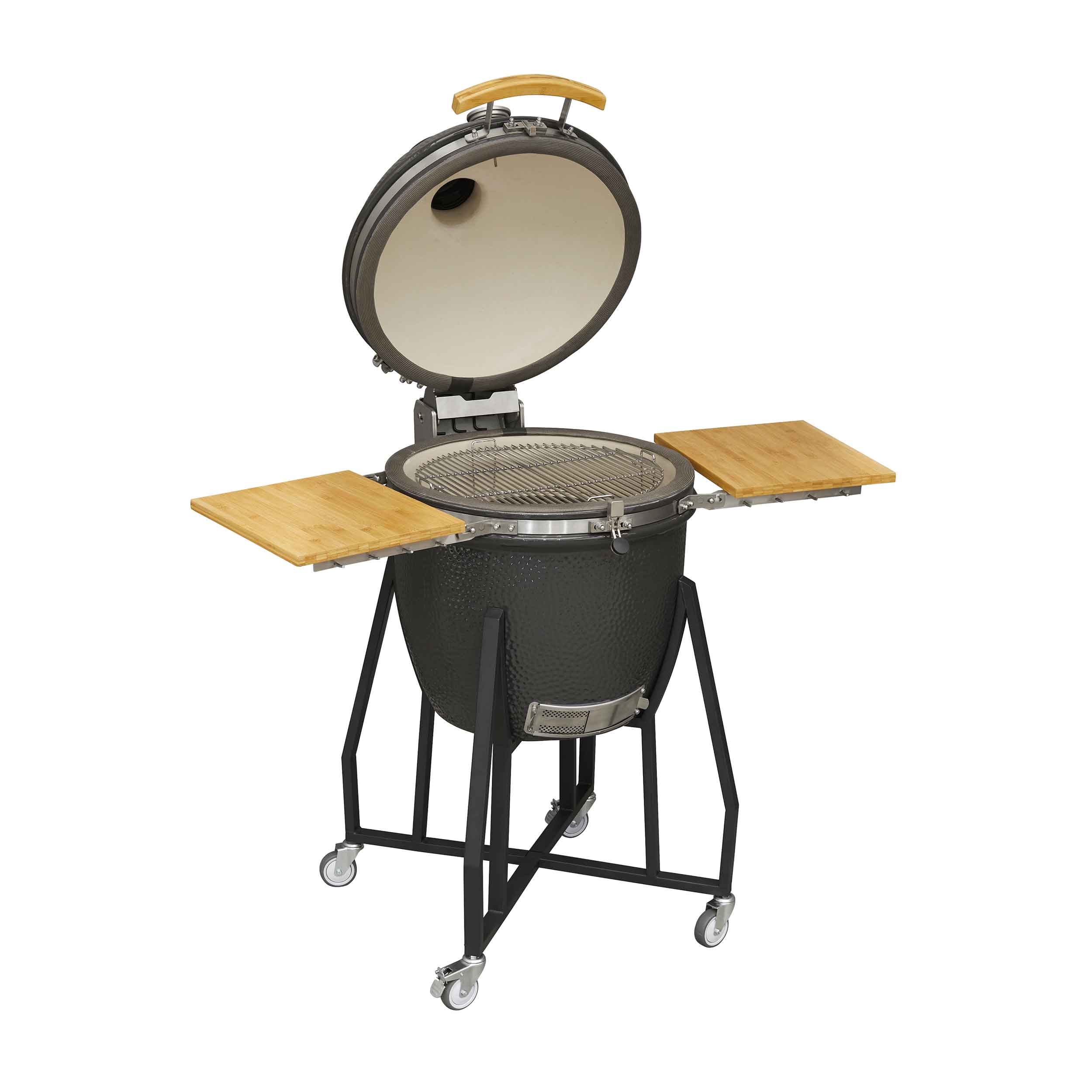 Premium Kamado Style Ceramic BBQ Grill & Smoker with Wheels - 22 Inch (56cm) Outdoor Cooking Oven for Backyard, Patio & Camping - Perfect for Grilling, Smoking & Baking - Model DG159