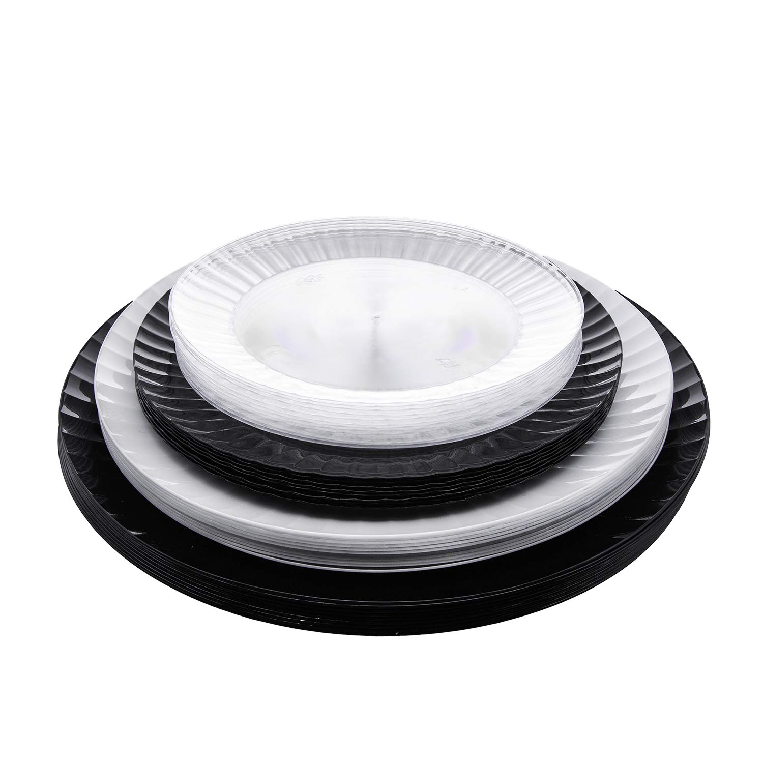 Premium 70-Pack Clear Hard Plastic Party Plates 7.5 Inch - Durable Round Disposable Plates for Birthday, Wedding, BBQ & Salad Serving - BPA-Free Dishwasher Safe Dinnerware for Events & Catering