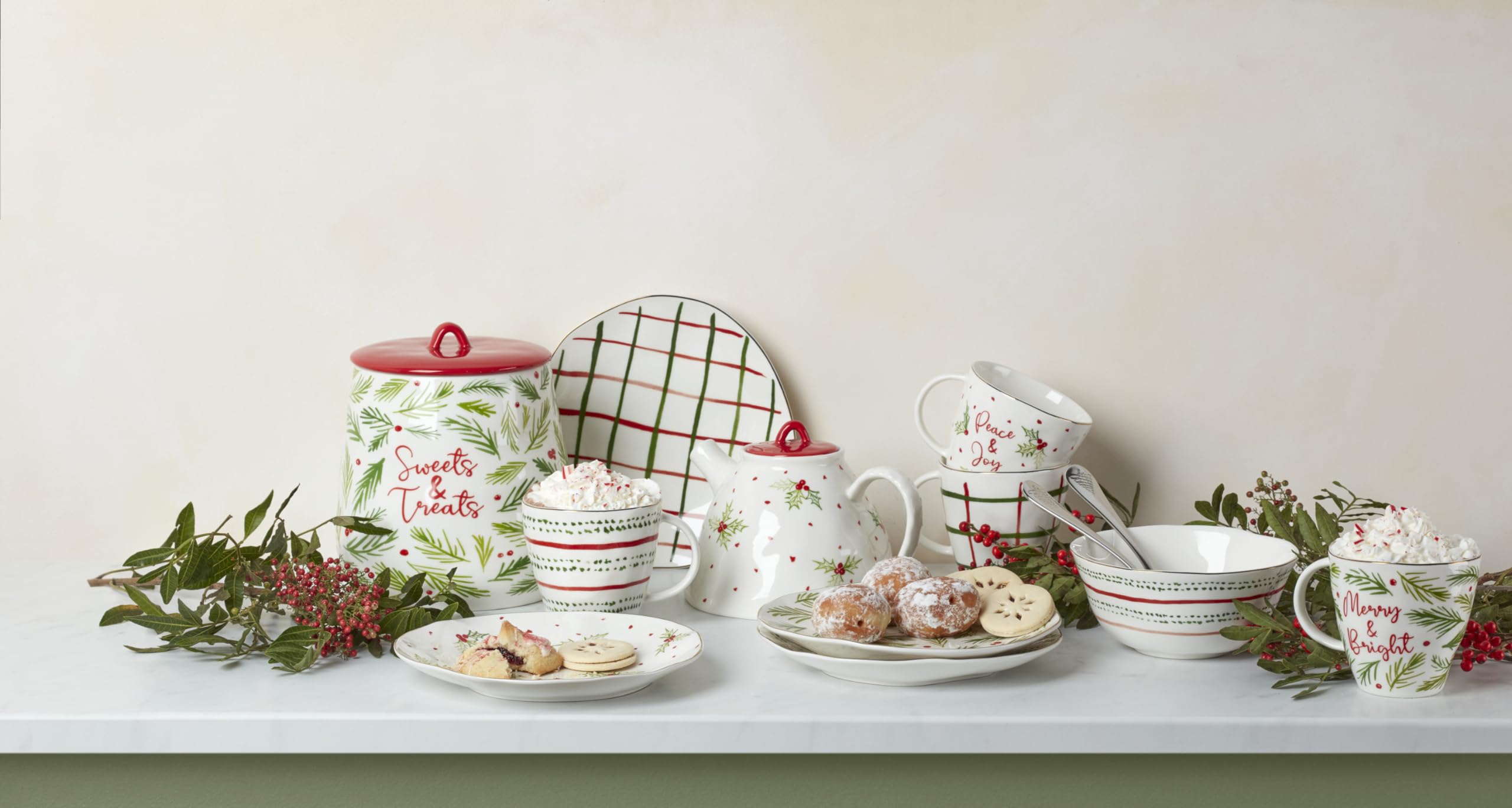 Lenox 895262 Bayberry 4-Piece Dessert Plate Set - Christmas Drinkware & Holiday Hosting Essentials - Perfect for Festive Desserts, Cocktail Parties & Seasonal Entertaining