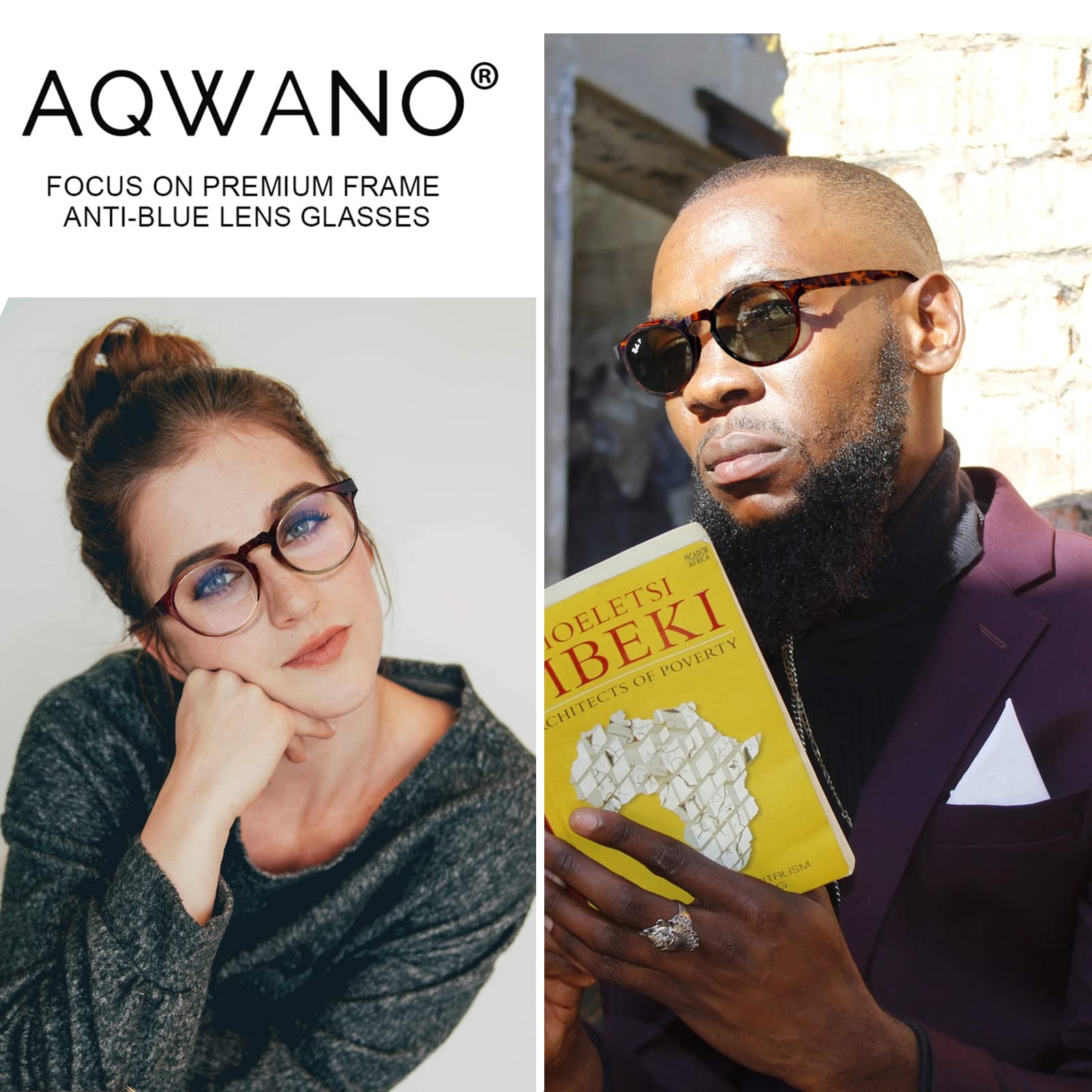 AQWANO 3-Pack Blue Light Blocking Bifocal Computer Reading Glasses - Ultra Thin Lightweight Stylish Round Frame for Men & Women (3.0 Magnification) - Perfect for Office Work, Screen Time & Reading