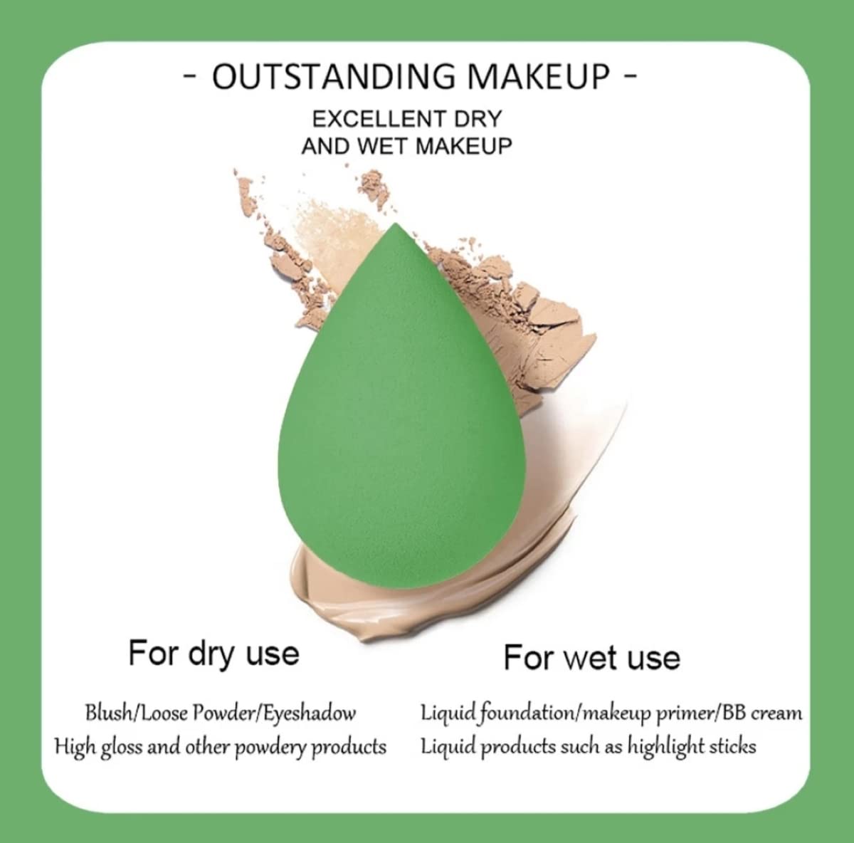 Premium FeelHigh Makeup Sponge Set - 7 Piece Beauty Blender Kit with Egg Case (Green) | Soft Cosmetic Sponges for Flawless Foundation & Concealer Application | Perfect for Professional Makeup Artists & Everyday Use