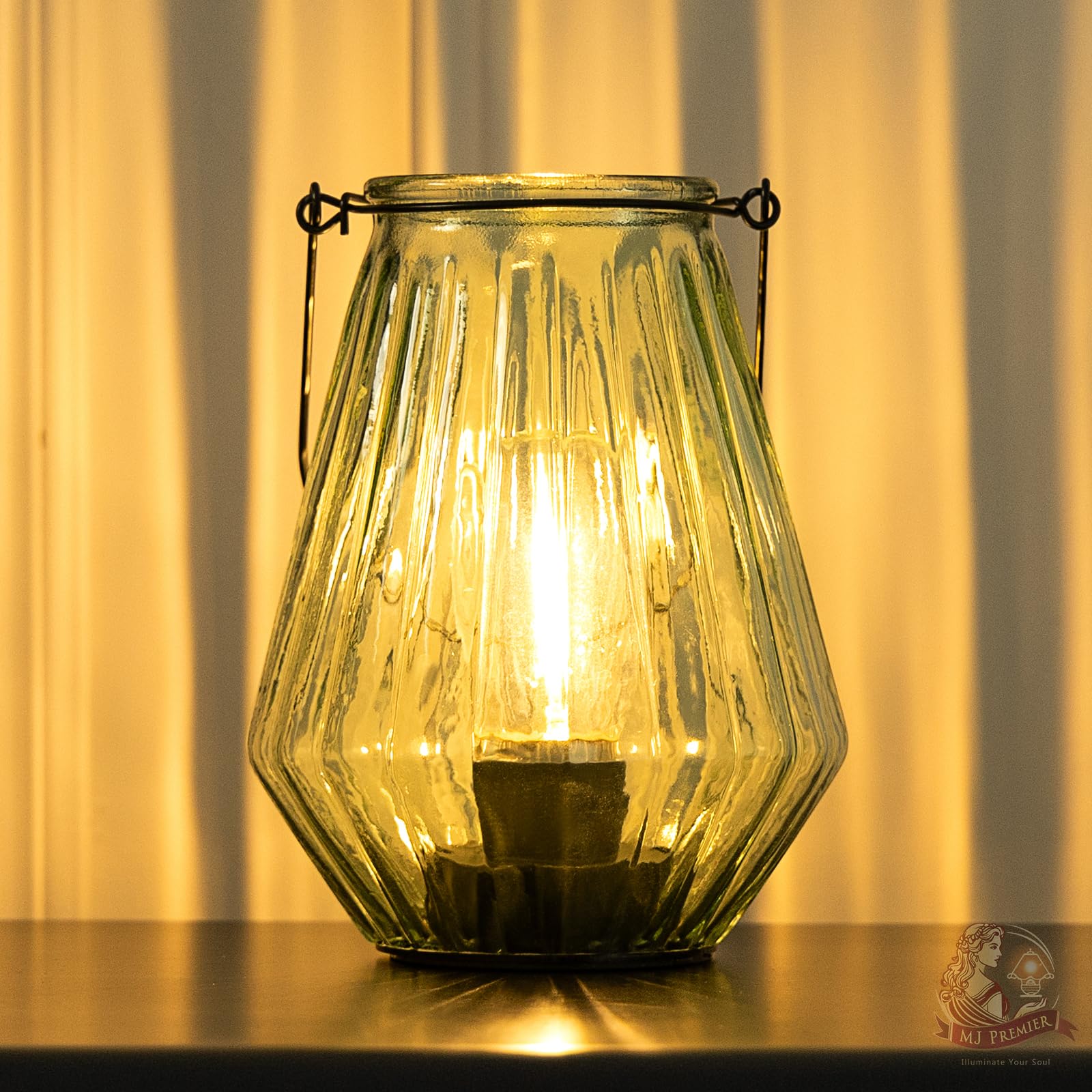 Battery Operated LED Hanging Lamp - Cordless Table Lantern with Timer, Vintage Style Decorative Light for Indoor & Outdoor Use - Perfect for Patio, Home, Hallway, Deck, Spare Room, Bedroom, Tabletop, and Fireplace Decor (LGreen)