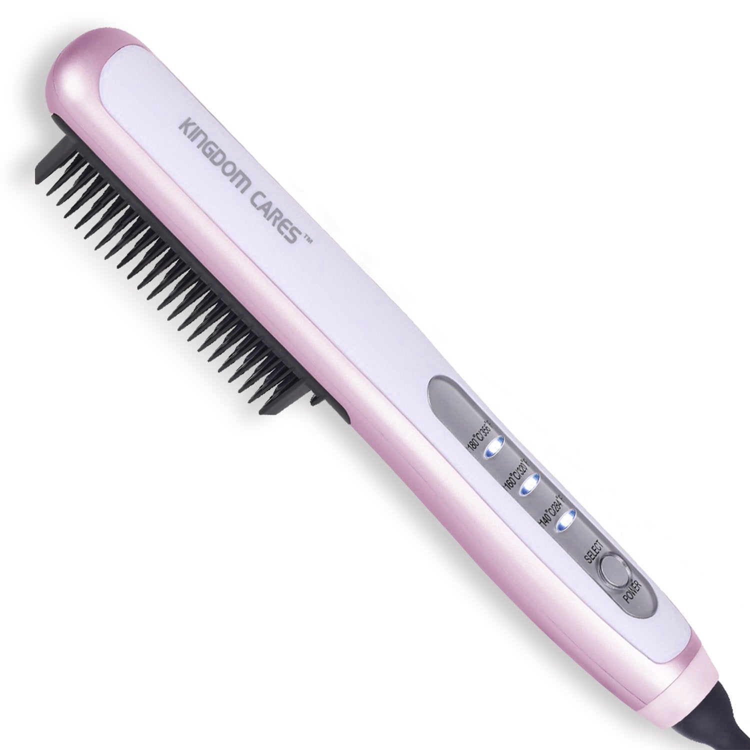 KINGDOMCARES Hair Straightener Brush - 2-in-1 Flat Iron & Styler for Smooth, Frizz-Free Hair (Pink) | Perfect for Home Use, Travel & Salon-Quality Styling