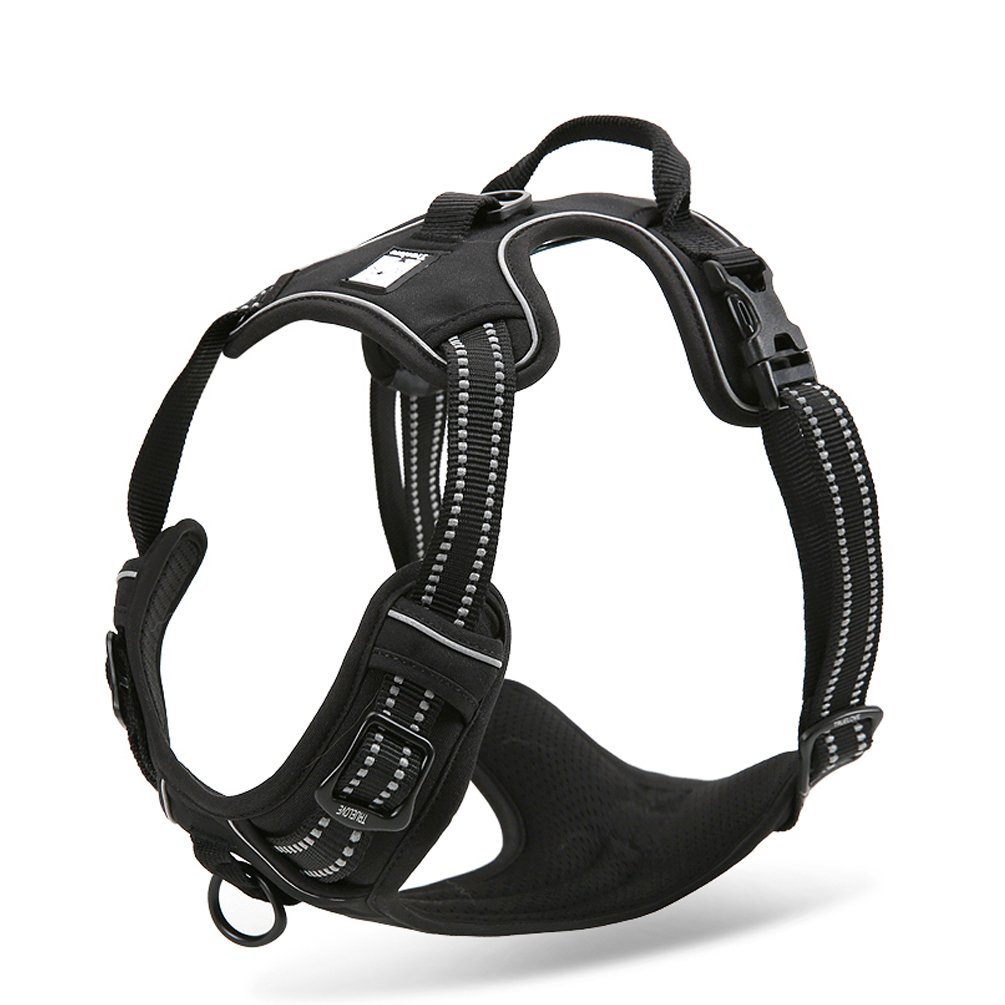 SGODA No-Pull Dog Harness with Handle & Reflective Vest - Adjustable Pet Harness for Small Dogs (Black) - Perfect for Walking, Running & Outdoor Adventures