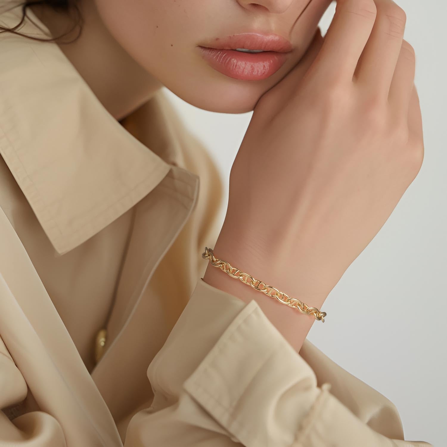 14K Gold Bracelets for Women - Dainty Flat Mariner Link Chain Bracelet in 6.5/7/7.5/8/9 Inch Sizes - Elegant Jewelry Gift for Her - Perfect for Everyday Wear, Date Nights & Special Occasions