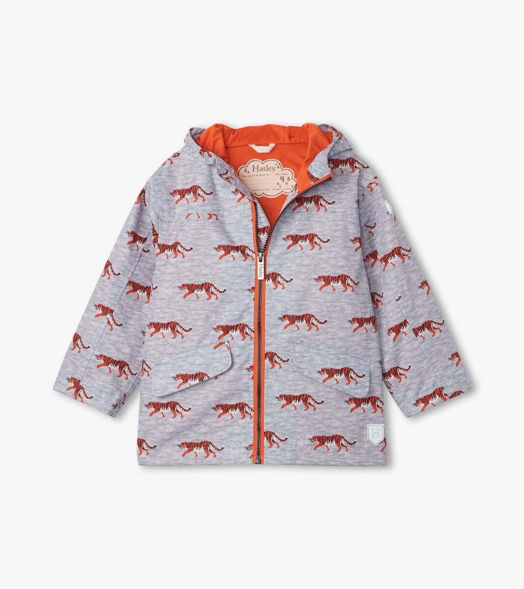 Hatley Microfiber Waterproof Rain Jacket for Women & Men - Lightweight Windbreaker with Roaming Tigers Print - Perfect for Hiking, Camping & Outdoor Adventures