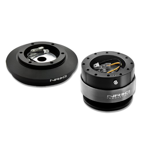 NRG Innovations SRK-121H+200CF 6-Hole Aluminum Ball Bearing Steering Wheel Short Hub Adapter with Gen 2.0 Carbon Fiber Quick Release - Compatible with Racing Simulators & Custom Car Builds