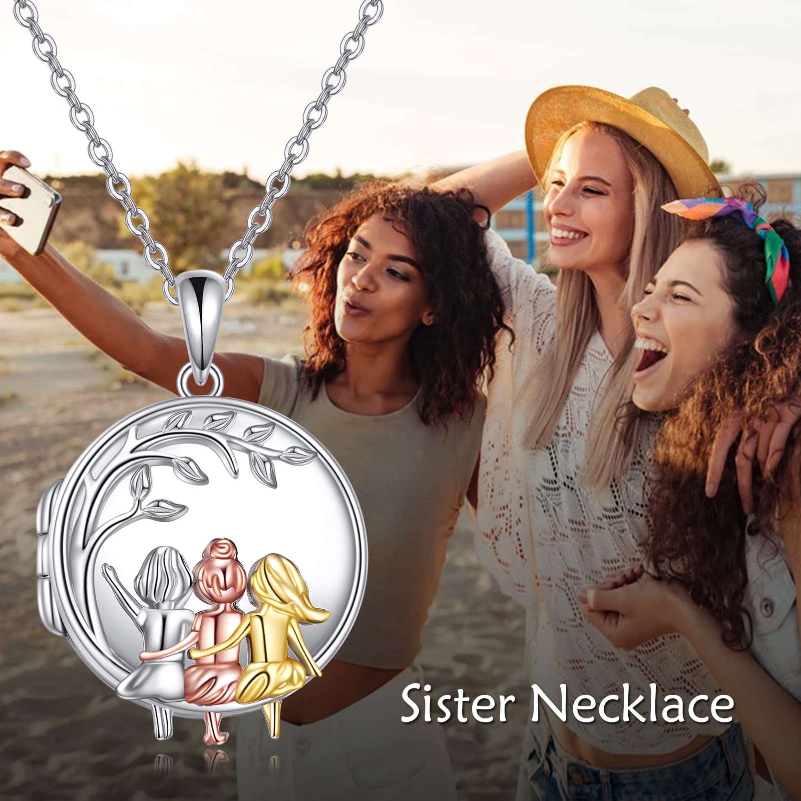 VONALA 3 Sisters Necklace - 925 Sterling Silver Friendship Jewelry for Women | Birthday Gifts for Sisters, Best Friends & Loved Ones | Perfect for Anniversaries, Graduations & Special Occasions