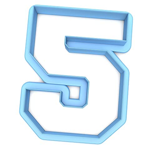 Sweet Prints Inc Varsity Number 5 Cookie Cutter - 5 Inch Large Stainless Steel Baking Tool - Dishwasher Safe - Perfect for Birthday Cakes, Sports Team Treats & DIY Decorations
