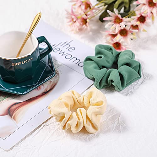 Belicia Pack of 3 Solid Shiny Satin Scrunchies for Women - Soft Hair Ties, No-Slip Hair Bands, Gentle Hair Bobbles for Ponytails, Buns & Everyday Styling