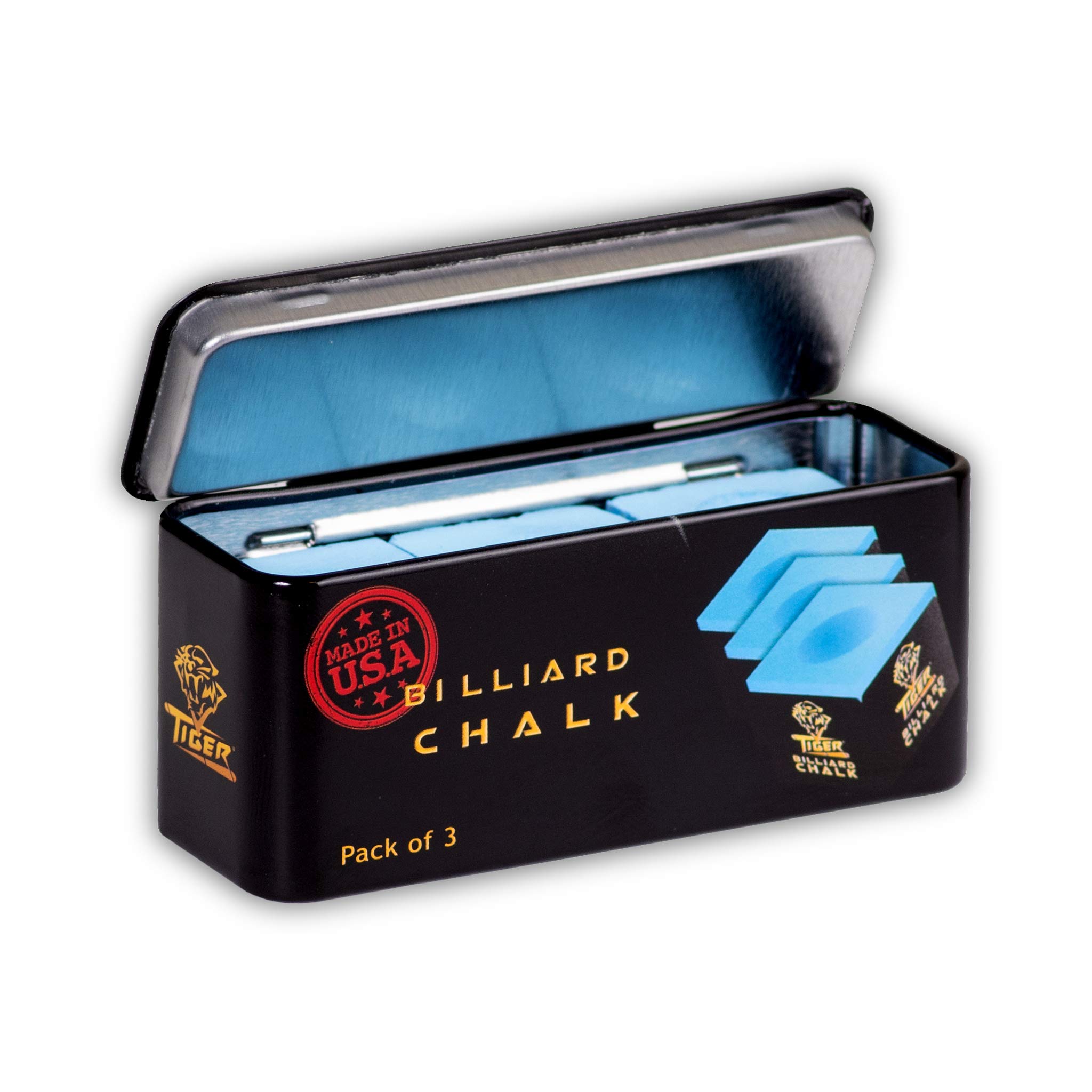 Premium Tiger Pool Cue Billiard Chalk - Blue (72-Piece Case) for Professional & Recreational Players - Perfect for Pool Halls, Bars, and Home Game Rooms