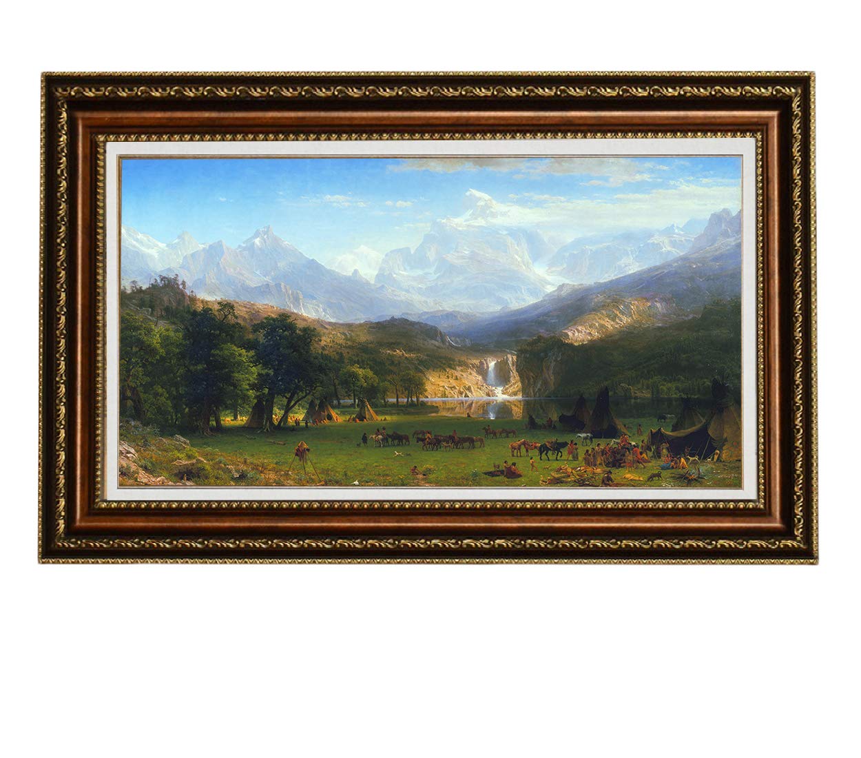 ELITEART Albert Bierstadt The Rocky Mountains Lander's Peak Oil Painting Reproduction - Premium Giclee Canvas Art Print (36x24 Inches Framed) - Perfect for Living Room, Bedroom & Office Wall Decor