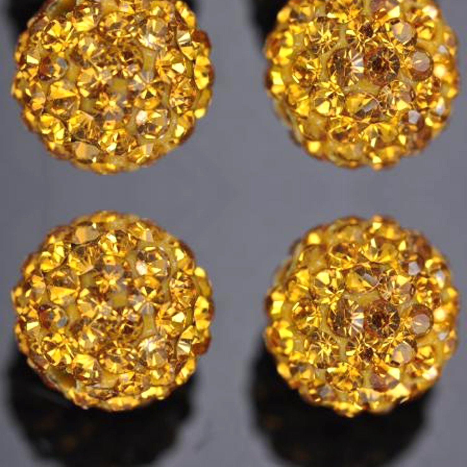 RUBYCA Pave Czech Crystal Disco Ball Clay Beads for Shamballa Bracelets - 20pcs 10mm Amber Gold Beads for DIY Jewelry Making, Boho Crafts & Spiritual Accessories