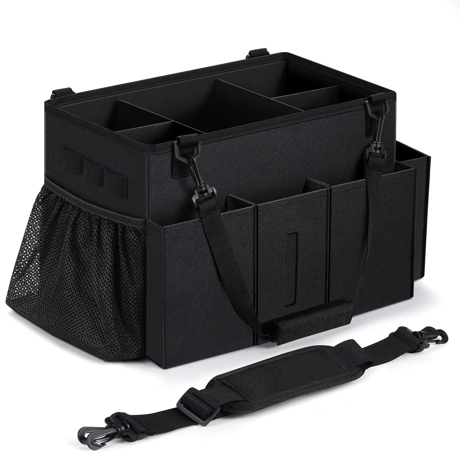 Large Cleaning Caddy Bag with Straps - Organizer for Housekeepers & Home Cleaning Supplies (Black) - Perfect for Professional Cleaners & Home Use