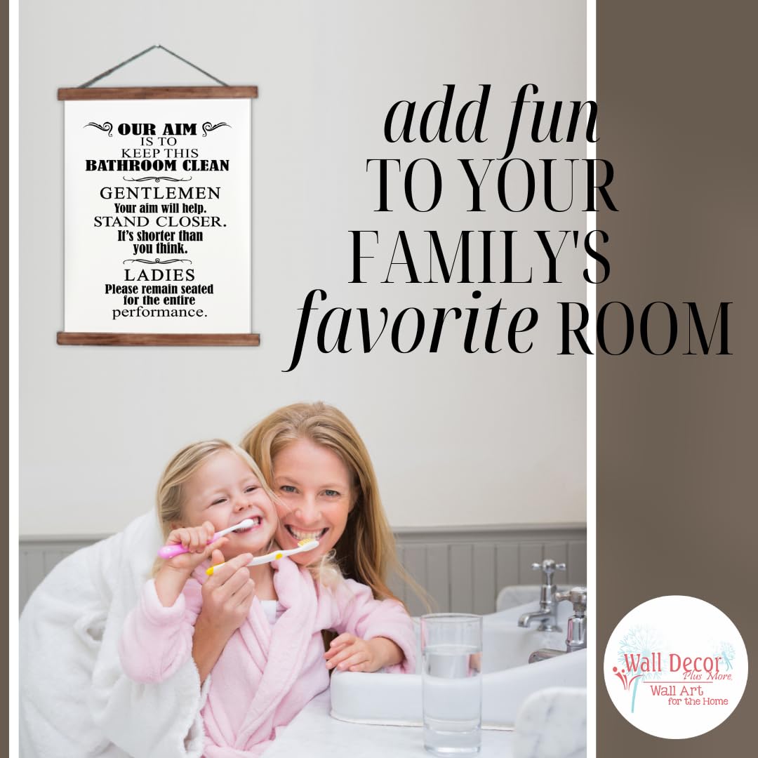 Funny Bathroom Wall Art - Keep Clean Gentlemen Ladies Sign - 19x24 Inch Wood Canvas Print - Bathroom Décor for Home, Office & Restroom - Perfect Housewarming Gift for Bathroom Humor Lovers
