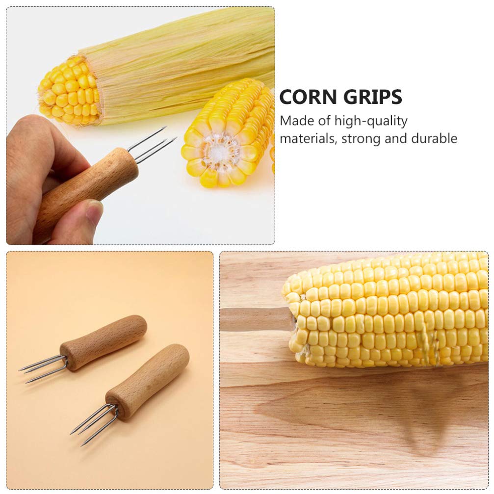 10-Piece Stainless Steel Corn Holders & BBQ Skewers - Durable Corn Grips, Food Forks for Grilling, Barbecue, and Fruit Serving - Perfect for Summer BBQs, Picnics, and Outdoor Cooking
