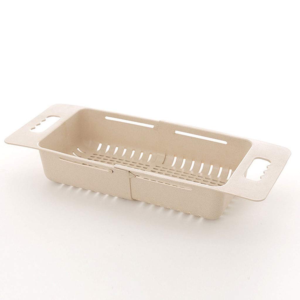 ADASTE Adjustable Dish Drainer & Sink Basket - Plastic Drying Rack for Washing Vegetables, Fruits & Kitchen Utensils - Space Saving Kitchen Organizer for Countertop, Sink & Cabinet Storage