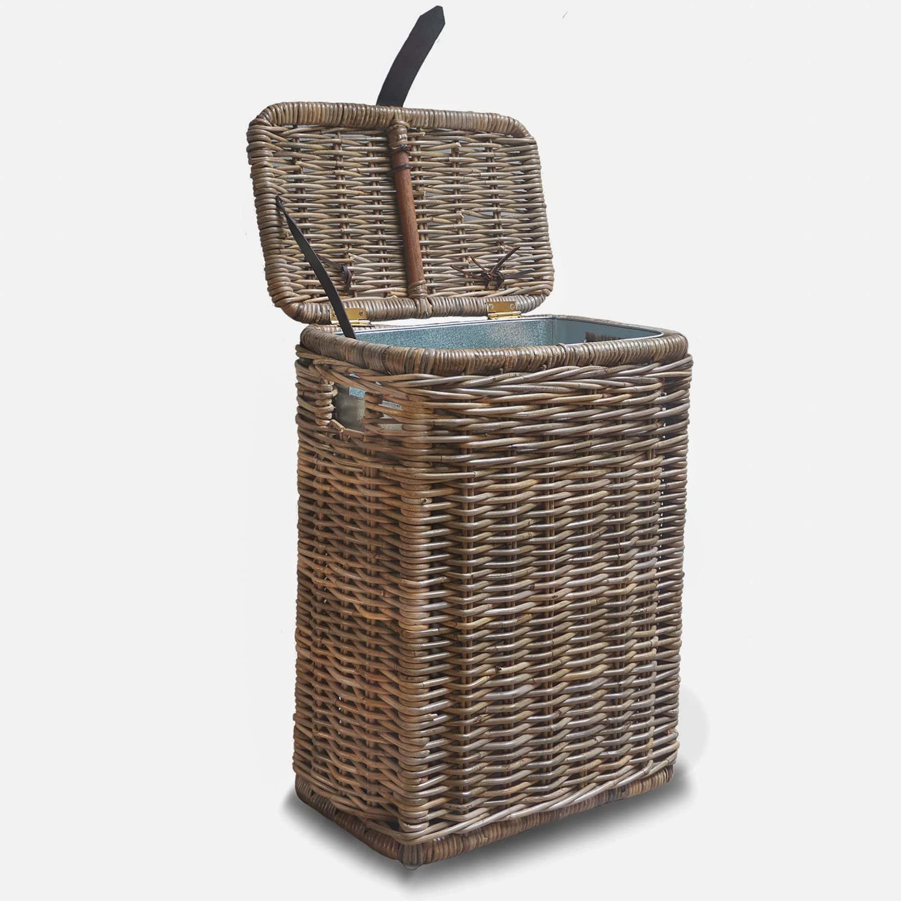 The Basket Lady Wicker Trash Basket with Removable Metal Liner - 16