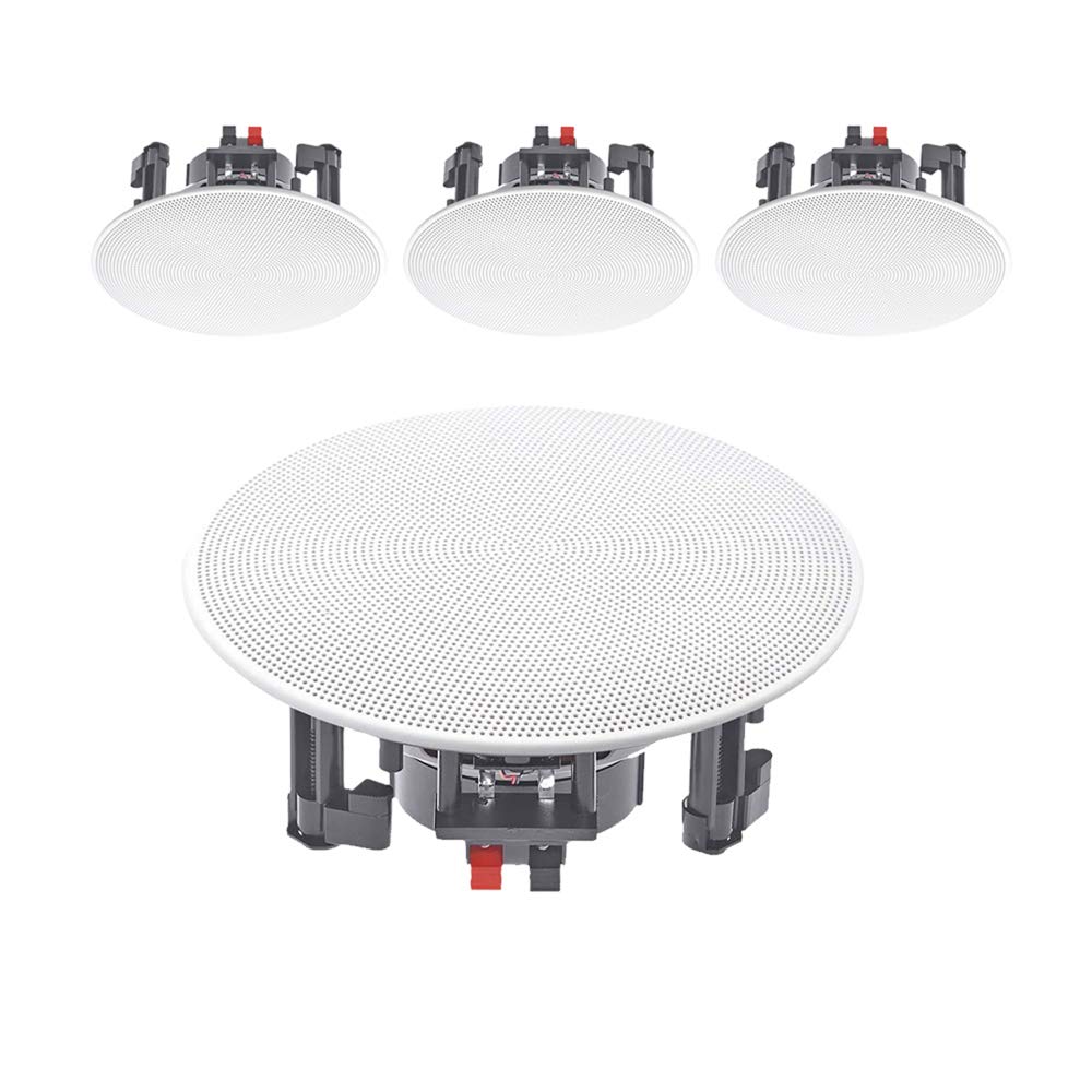E-Audio B402C 8 Inch 180W Waterproof Ceiling Speakers with 2-Way Polymer Tweeter - Set of 4 for Home Theater, Office, Restaurant & Outdoor Use