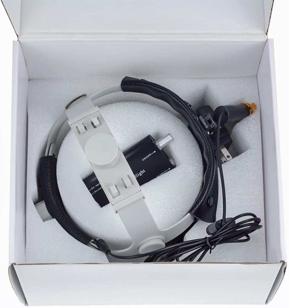 5W Portable LED Surgical Headlight - Adjustable Square Beam Headlamp with Optical Filter, Belt Clip & Battery - Perfect for Medical Procedures, Dental Work, and Detailed Repair Tasks