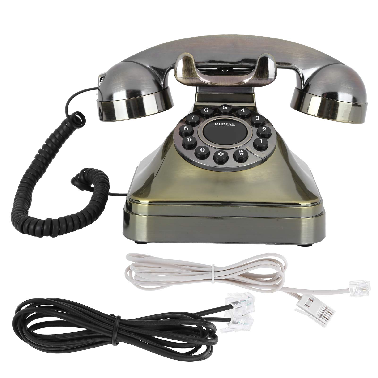 Vintage Rotary Dial Desk Phone - Retro Corded Telephone with Handset, Antique Style Home Decor (US/UK Wiring) - Perfect for Vintage Themed Offices, Home Decor & Film Props