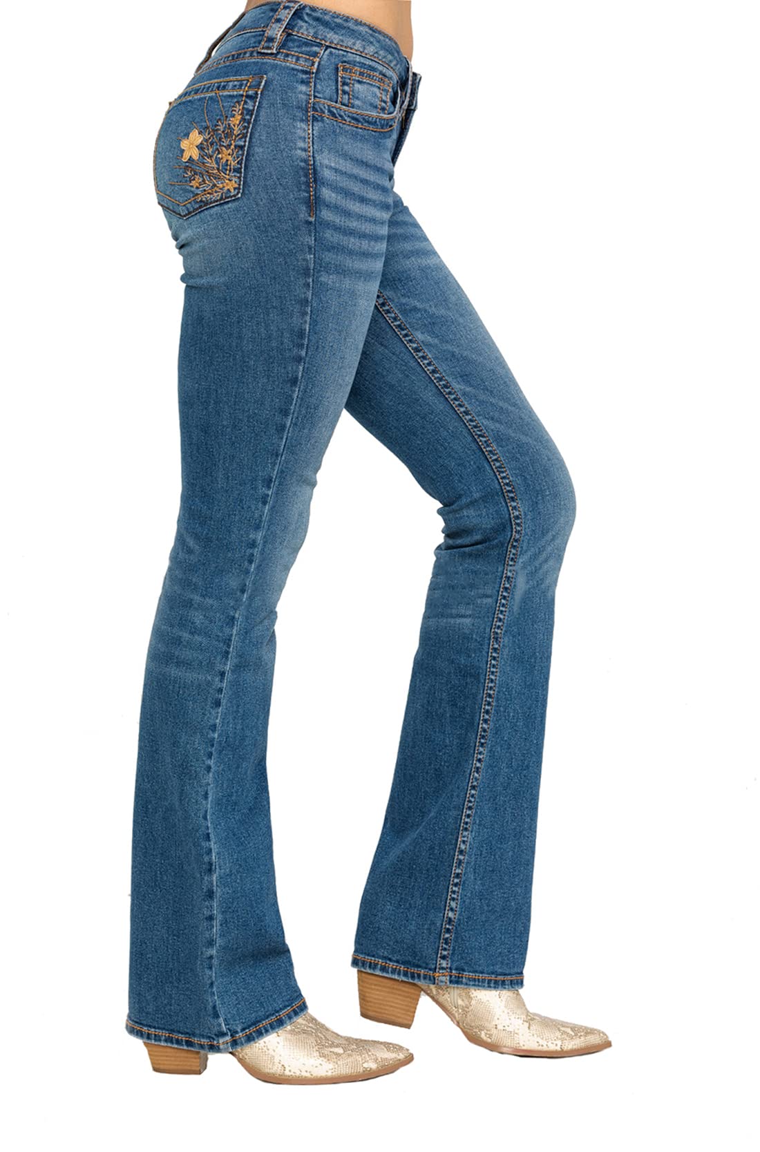 Women's Bootcut Jeans - Embroidered & Distressed Denim Pants for Casual Wear | Comfortable Stretch Fit for Everyday Style | Perfect for Work, Date Night & Weekend Outings
