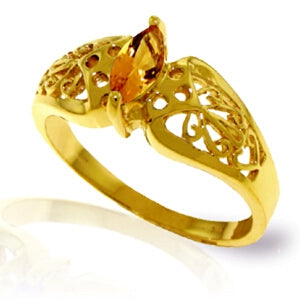 0.2 Carat 14K Solid Yellow Gold Lily Citrine Ring - Dainty Citrine Birthstone Jewelry for Women, Perfect for Everyday Wear, Birthdays & Special Occasions