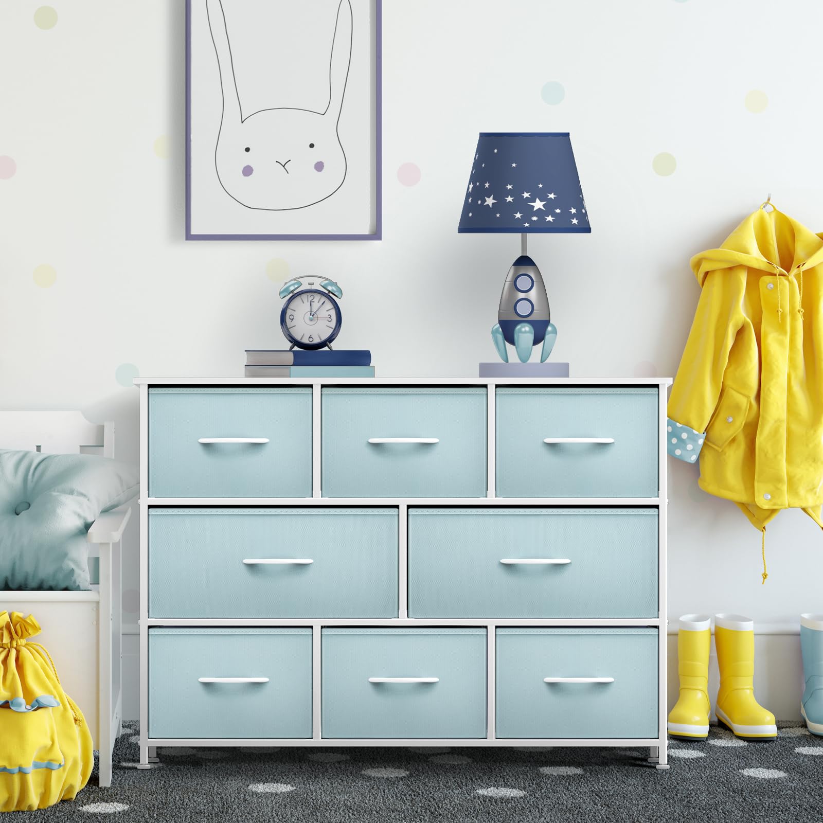 Sorbus 8-Drawer Kids Dresser with Steel Frame & Wood Top - Fabric Bin Organizer for Clothes, Nursery, Bedroom & Closet - Sturdy Children's Storage Furniture for Toys, Blankets & Baby Essentials