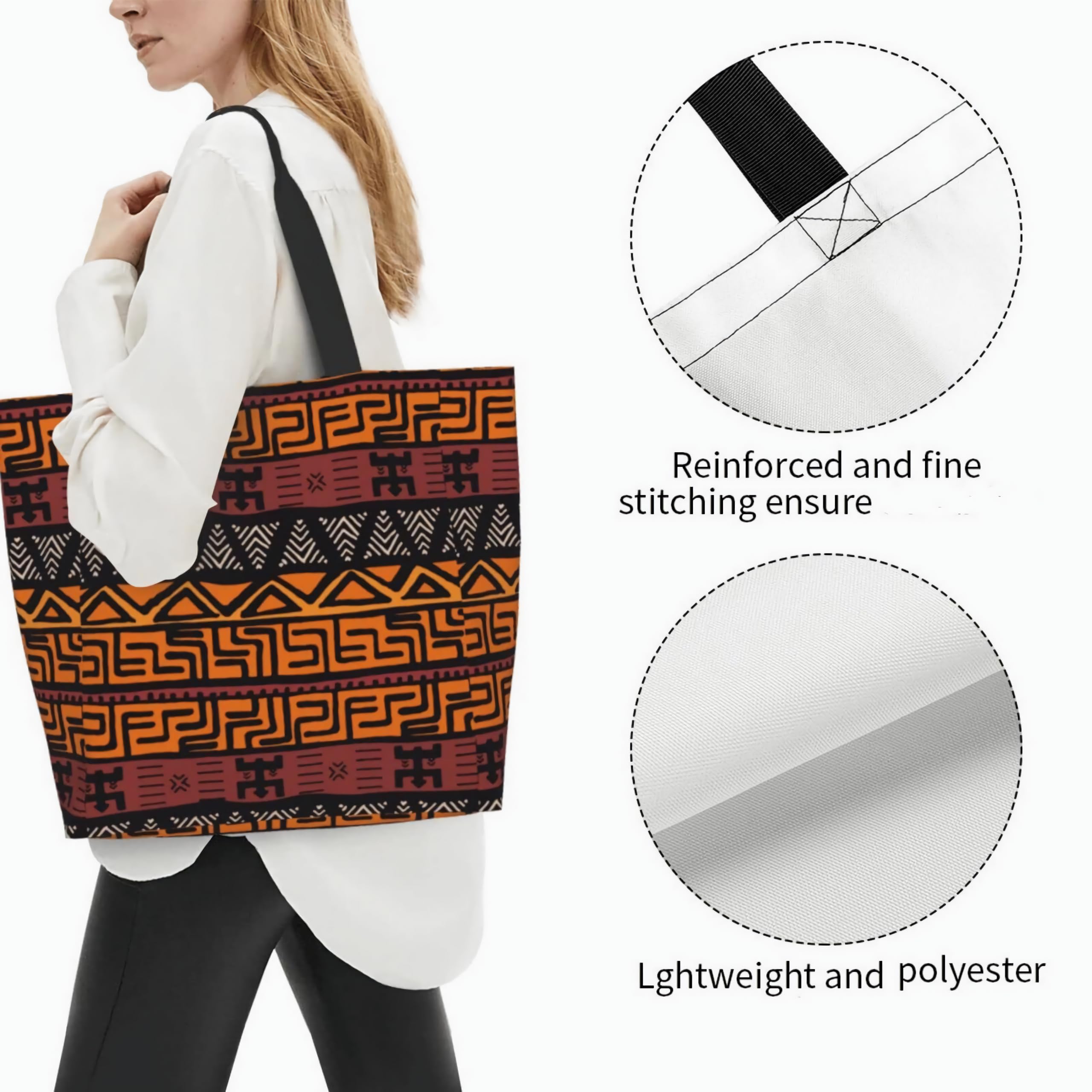 African Tribal Print Shoulder Tote Bag - Handmade Ethnic Crossbody Purse for Women - Perfect for Shopping, Groceries, Beach & Casual Outings