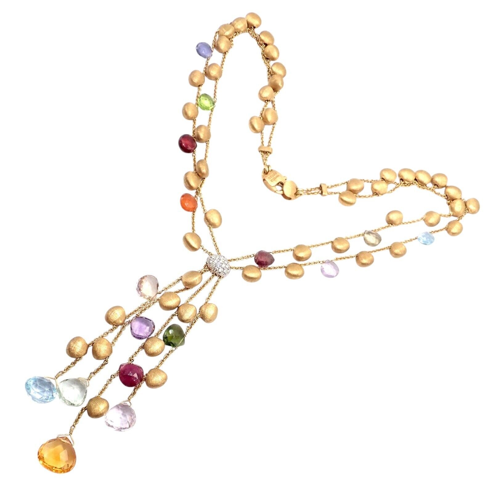 Authentic Marco Bicego 18k Yellow Gold Paradise Gemstone Diamond Necklace for Women - Elegant Jewelry Gift for Anniversary, Wedding & Special Occasions