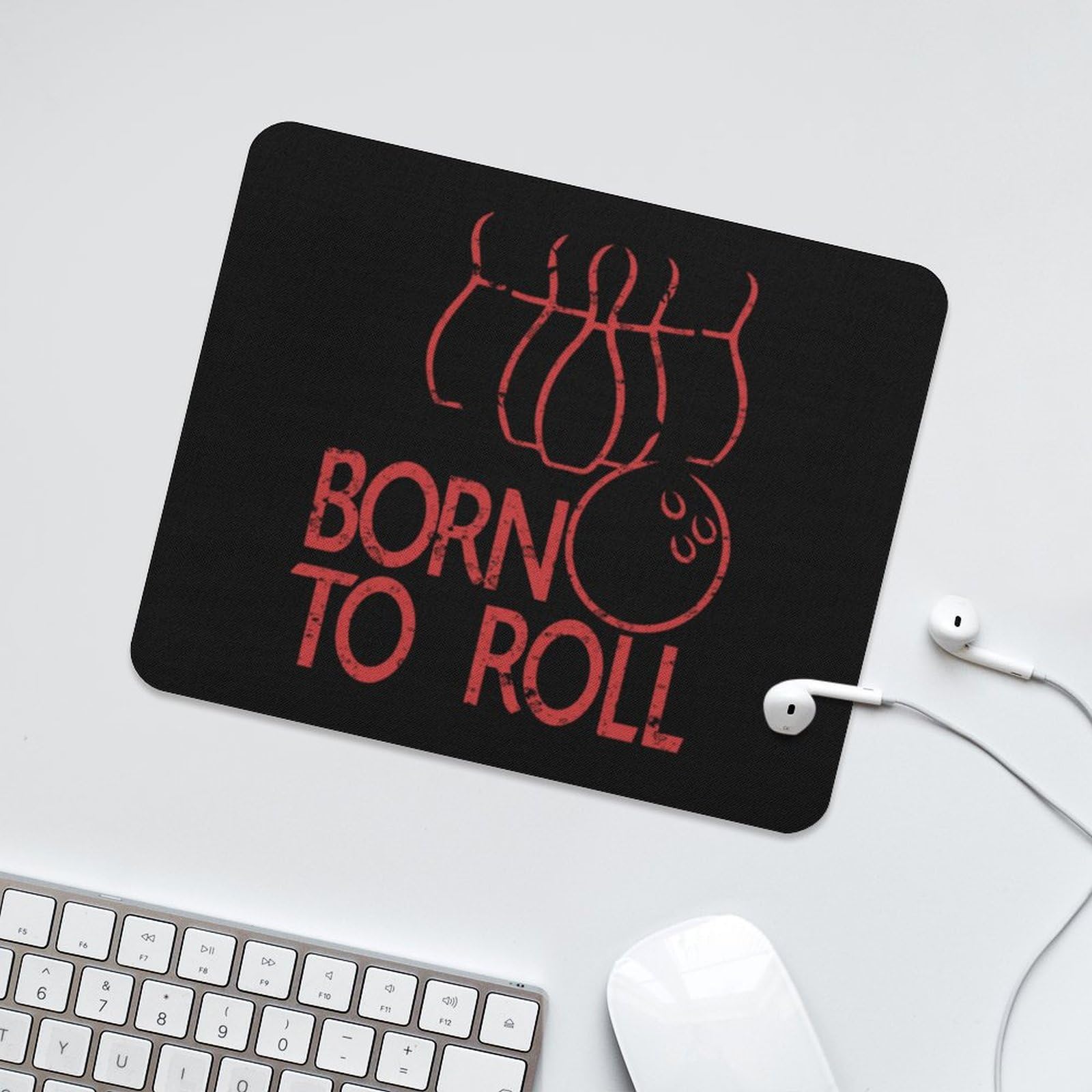 Bowling Bron Printed Non-Slip Square Mouse Pad - Durable Computer Mouse Mat for Laptop, Home, Office, and Gaming Setups