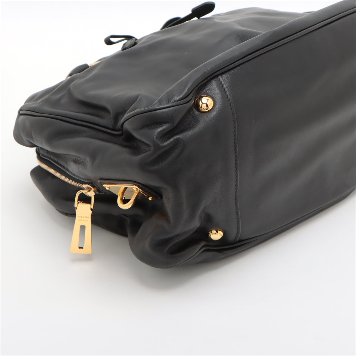 Prada Soft Calf Leather Bow Detail Black Tote Bag for Women - Stylish Designer Handbag for Work, Travel & Everyday Use #1937