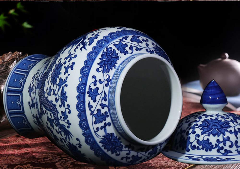 Jingdezhen Classic Blue and White Porcelain Dragon Ginger Jar Vase - 15