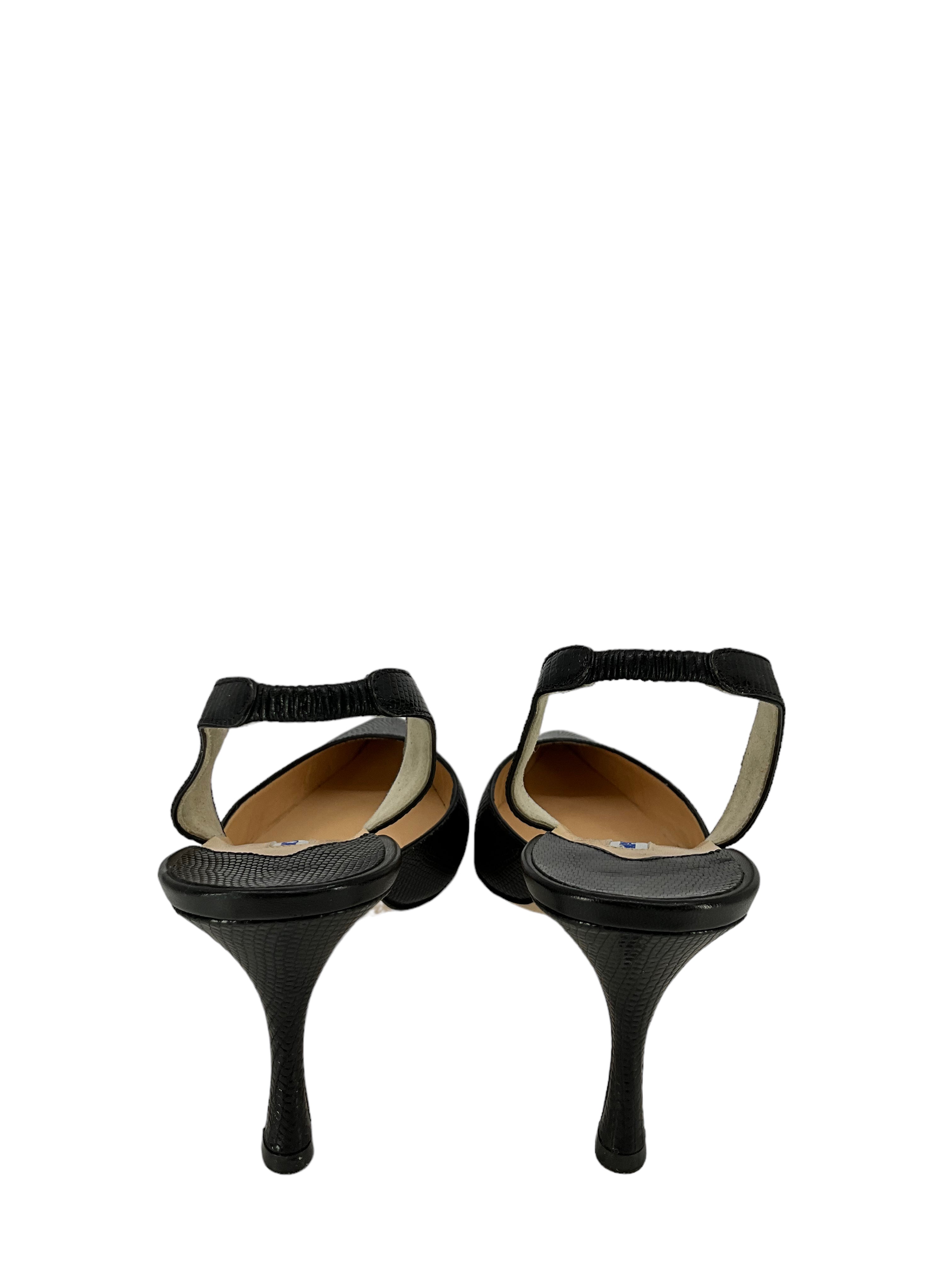 Manolo Blahnik Lizard Print Slingback Heels - Women's Luxury Designer Pumps for Weddings, Parties & Special Occasions