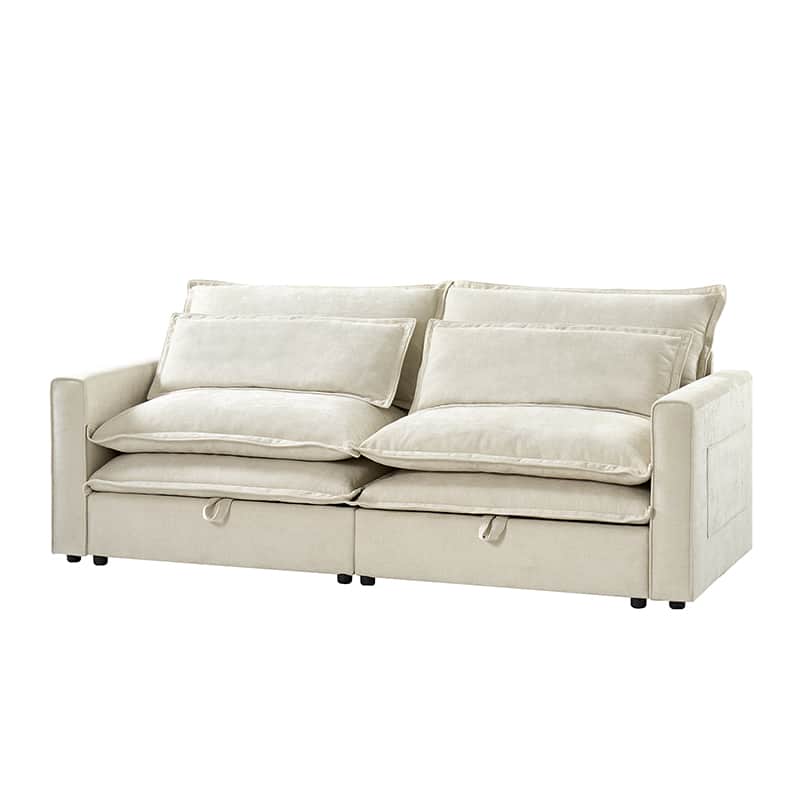 Comfortable Storage Sofa with Dual Layer Cushions & Wide Armrests - Perfect for Living Room, Bedroom, and Small Space Relaxation