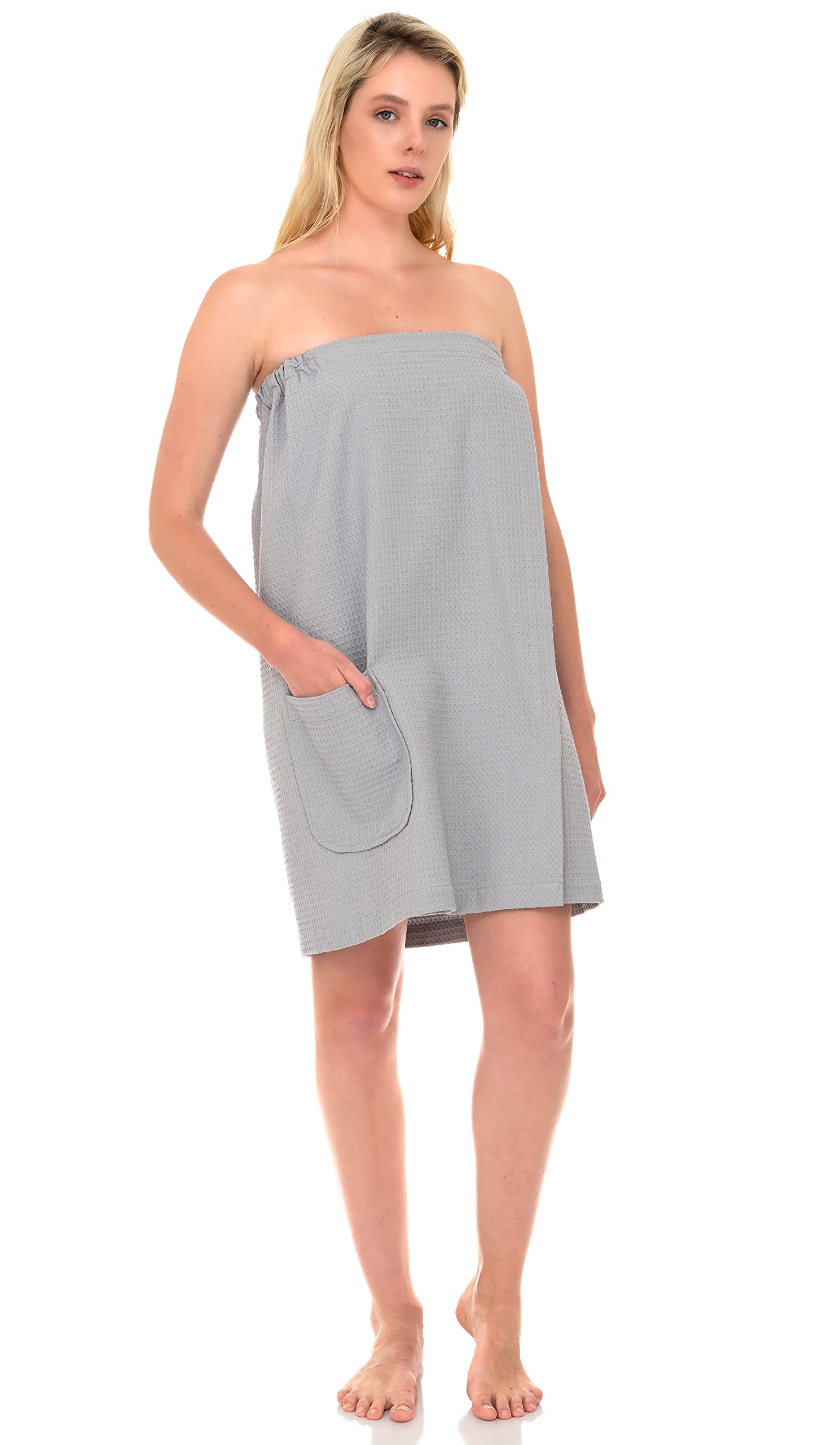TowelSelections Women's Adjustable Waffle Bath Wrap - Soft Shower Towel Cover Up for Spa, Pool & Beach - Quick Dry Bathrobe Alternative with Belt for Relaxation & Lounging