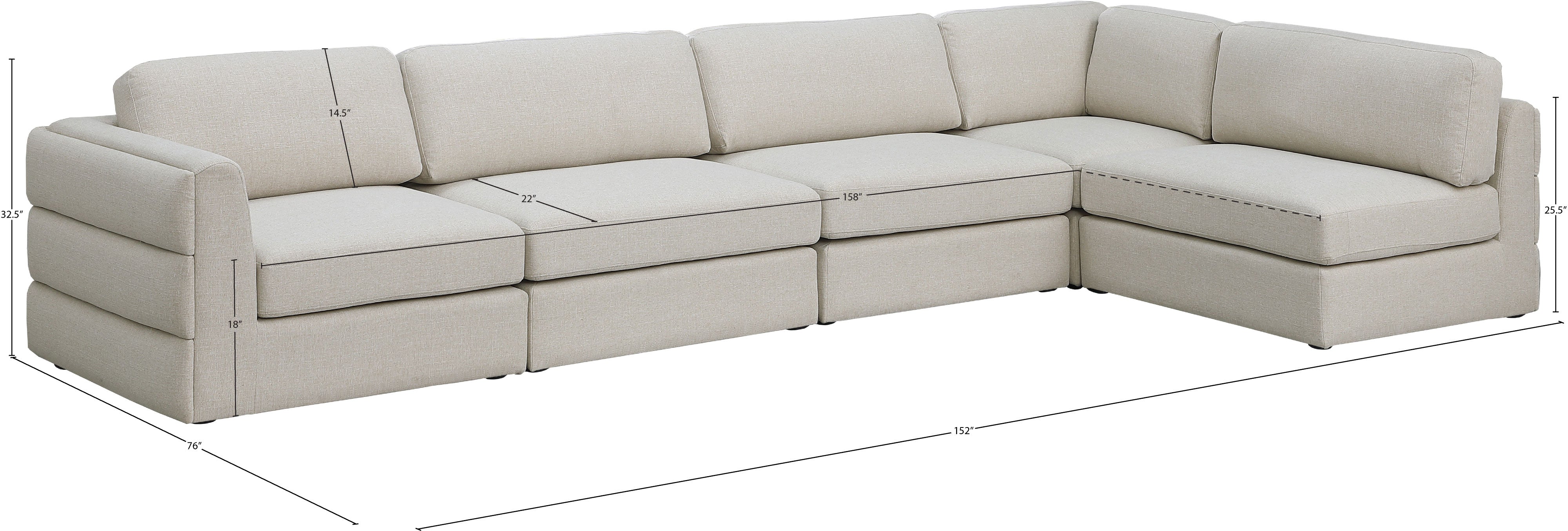 Beckham Durable Linen Textured Fabric Modular Sectional Sofa - Modern Living Room Furniture for Home & Office Comfort