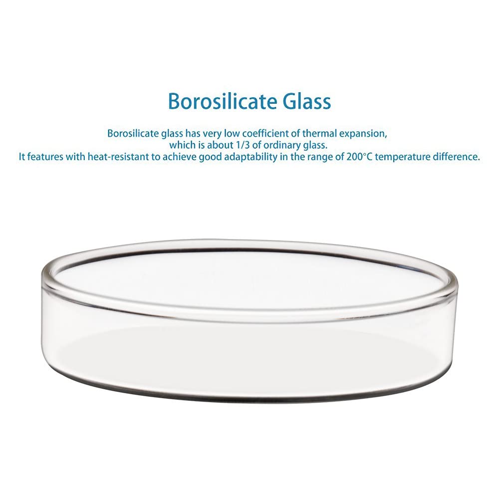 Stonylab 10-Pack Glass Petri Dishes, 75x15mm Autoclavable Borosilicate Glass Cell Culture Dishes with Clear Lid - Ideal for Laboratory Experiments, Microbiology Studies & Science Projects