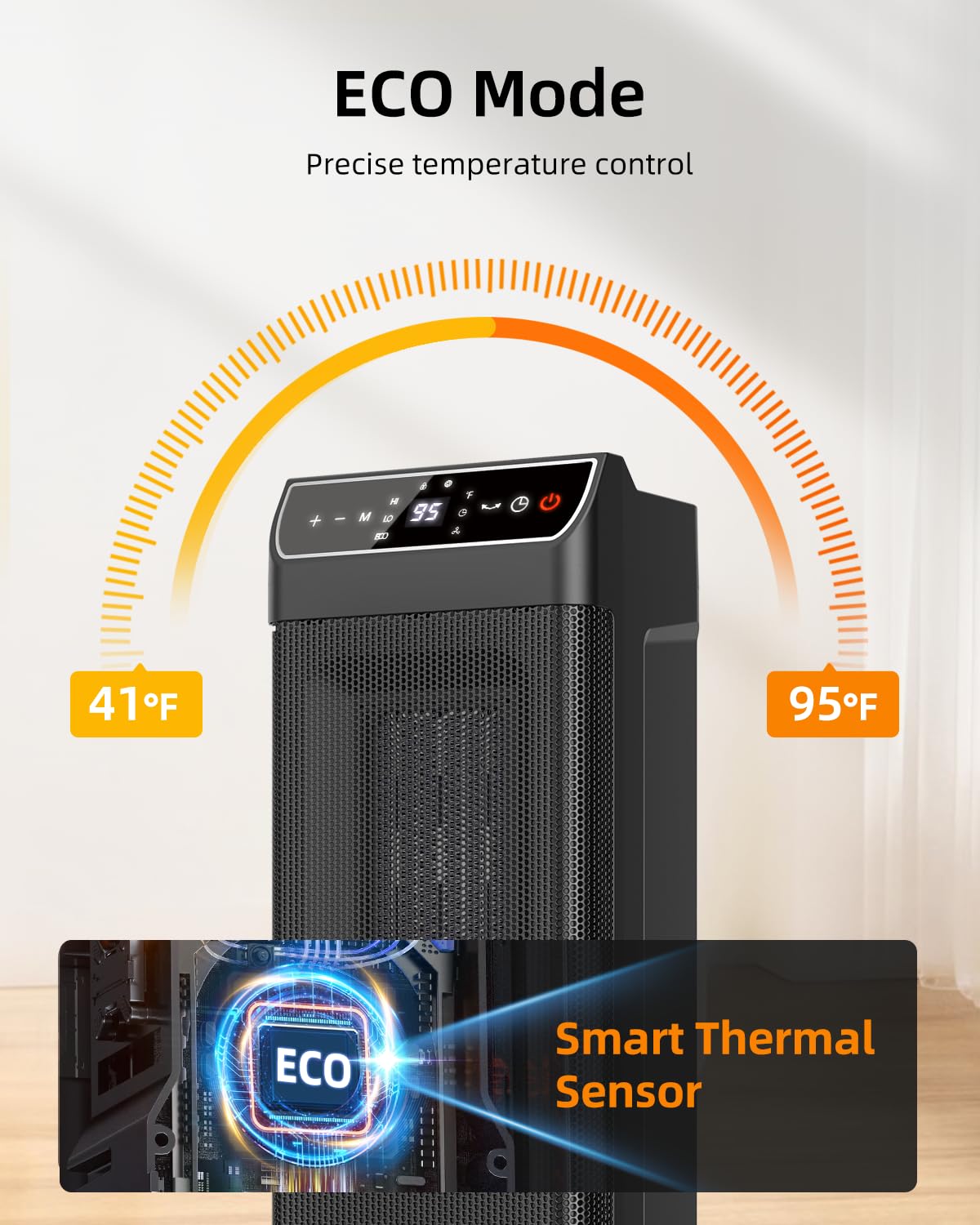 1500W PTC Ceramic Space Heater with Thermostat & Remote - Fast Heating, 70° Oscillation, 12H Timer & Overheat Protection - Perfect for Office, Bedroom & Indoor Use (Black) | Stay Warm & Cozy in Winter
