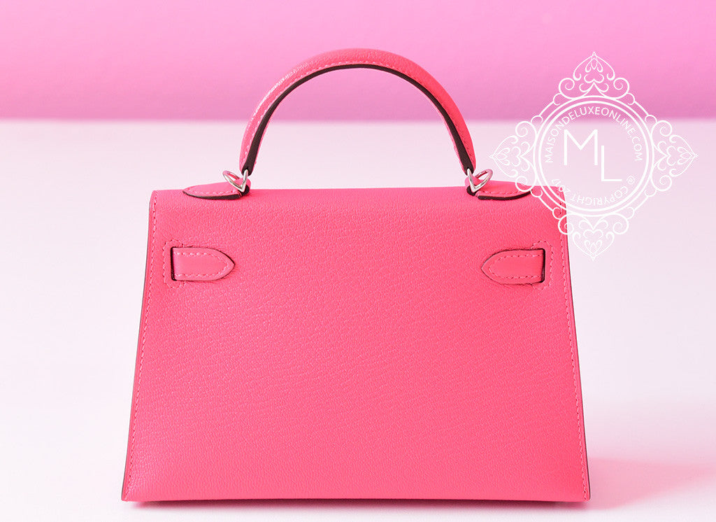 Authentic Hermes Mini Kelly II 20 Handbag in Rose Lipstick Chèvre Mysore Leather - Luxury Crossbody Bag for Women, Perfect for Date Nights & Special Occasions
