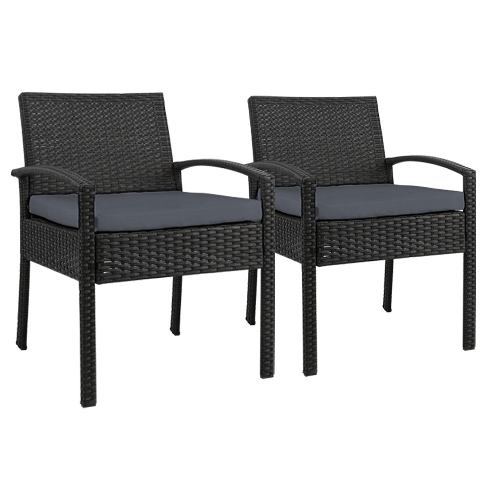 2-Piece Outdoor Dining Chairs Set - Weather-Resistant Rattan Patio Furniture with Cushions - Perfect for Backyard, Garden, Poolside & Balcony Relaxation