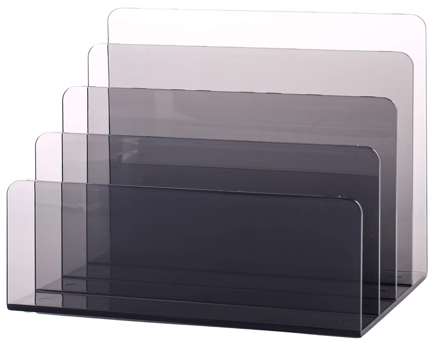 Sooyee 4-Compartment Acrylic File Organizer - Clear Black Desktop File Holder for Office Documents | Perfect for Desk Organization, Work Supplies & Office Decor