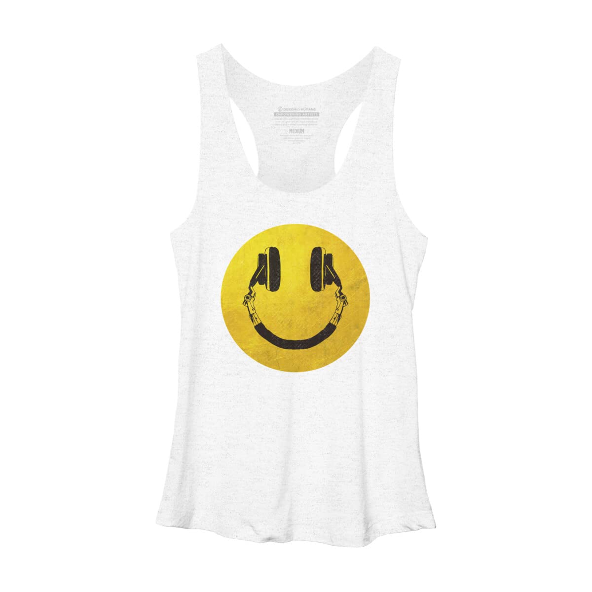 ArtTypeMachine Women's Music Smile Racerback Tank Top - Soft Breathable Workout Top for Yoga, Gym & Summer Fashion