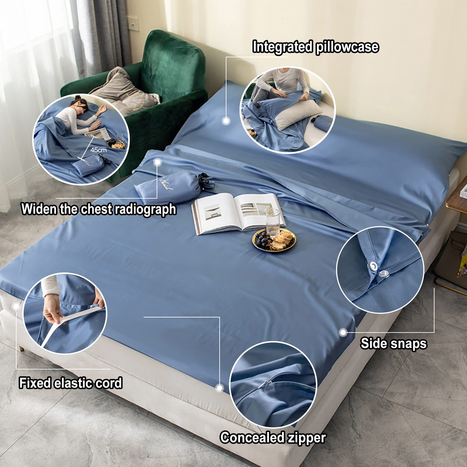 Ultra-Light Portable Sleeping Bag Liners for Camping & Travel - Compact Single/Double Sleeping Bag Sheets for All Seasons - Perfect for Backpacking, Hiking, and Outdoor Adventures