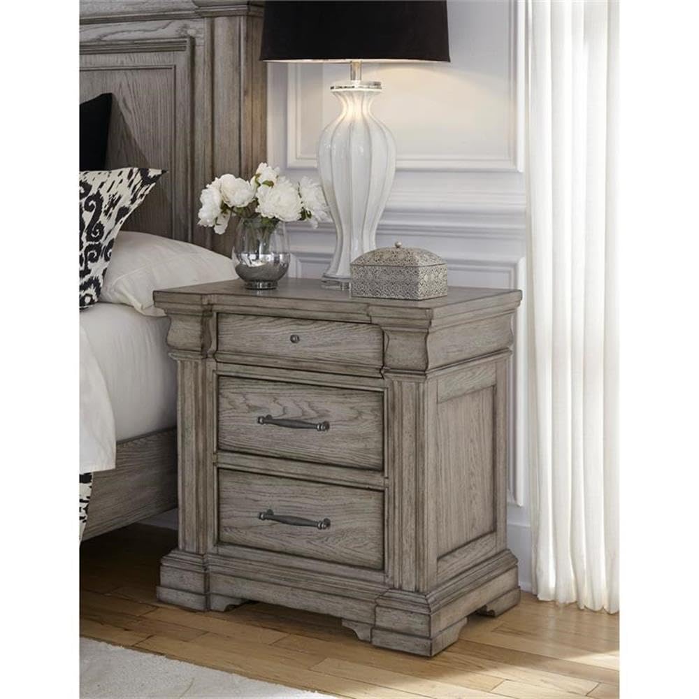 Pulaski Furniture Madison Ridge 3-Drawer Wood Nightstand in Heritage Taupe - Bedside Table for Bedroom, Living Room & Guest Room Storage