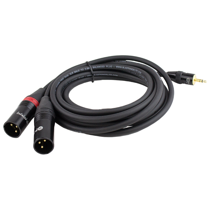 Blastking 25 ft Dual XLR Male to 1/8 Inch TRS Balanced Audio Cable - Professional Studio & Live Sound Equipment for Microphones, Mixers & Audio Interfaces