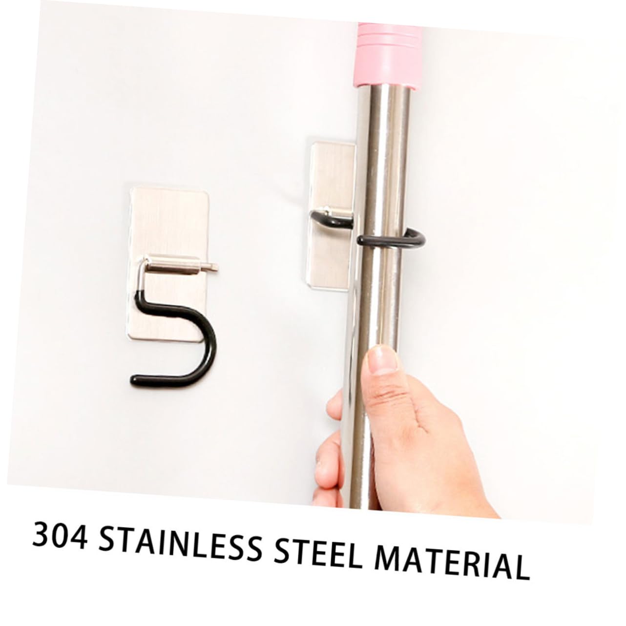 HOMSFOU 3-Pack Stainless Steel Wall Mount Mop and Broom Holder - Waterproof Mop Clip Organizer for Kitchen, Bathroom & Garage Storage (2pcs x 3 Sets) - Perfect for Small Space Organization and Cleaning Tool Storage