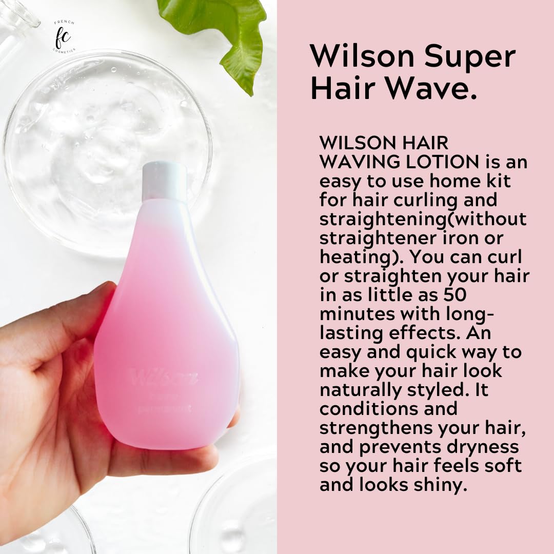 Wilson Super Hair Waving Lotion - Professional Home Permanent Wave Solution for Curly & Wavy Hair (Baby Pink) | Salon-Quality Styling for Women & Men at Home