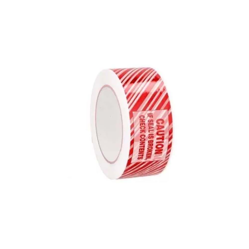 PSBM Tamper Evident Security Tape - 2 Inch x 110 Yards (36 Pack) - Red & White Warning Stripe with 'Caution If Seal is Broken Check Contents' Text - Ideal for Shipping Boxes, Warehouse Security & Package Protection